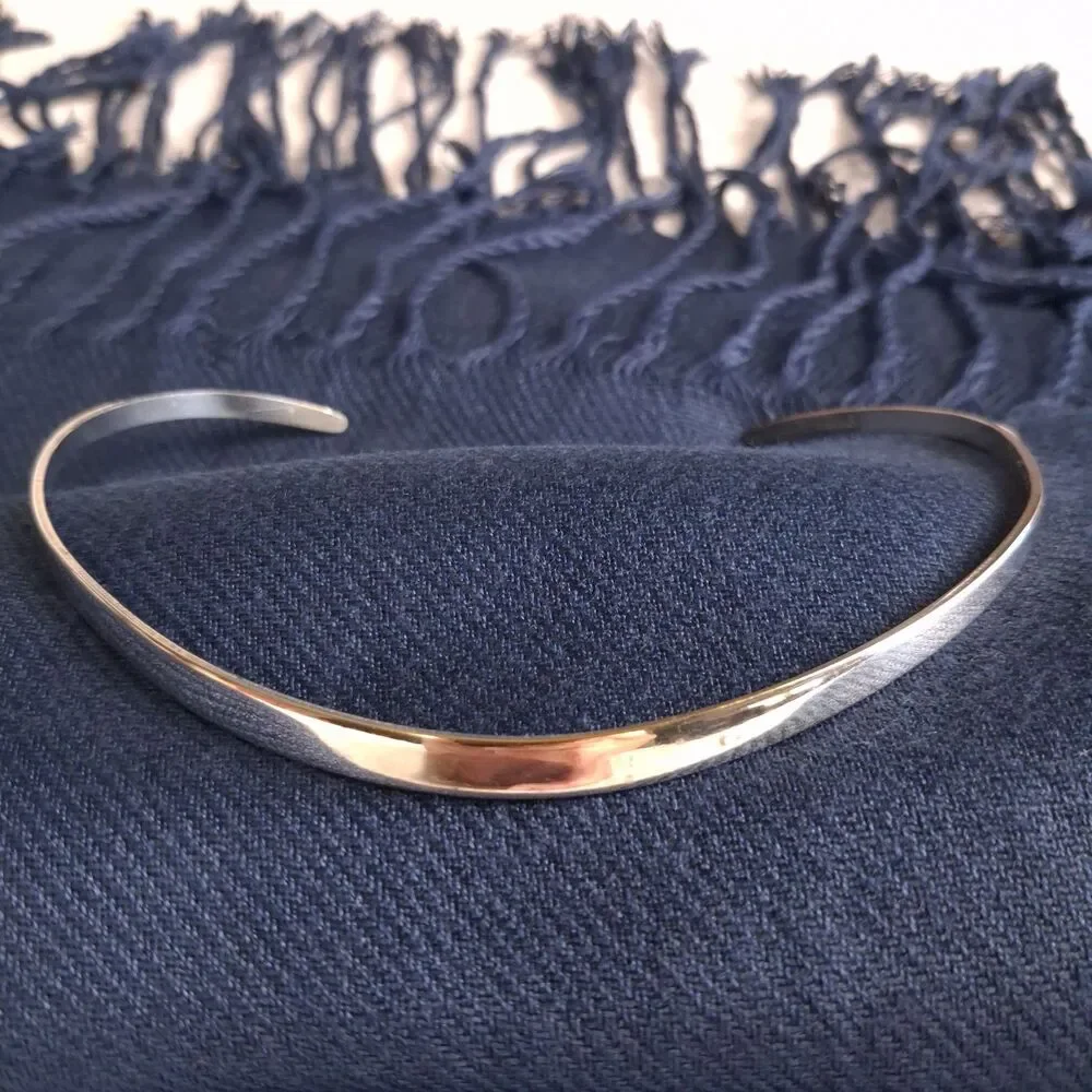 Vintage 1970’s Erik Dennung Sterling Silver Torque Collar Necklace Denmark